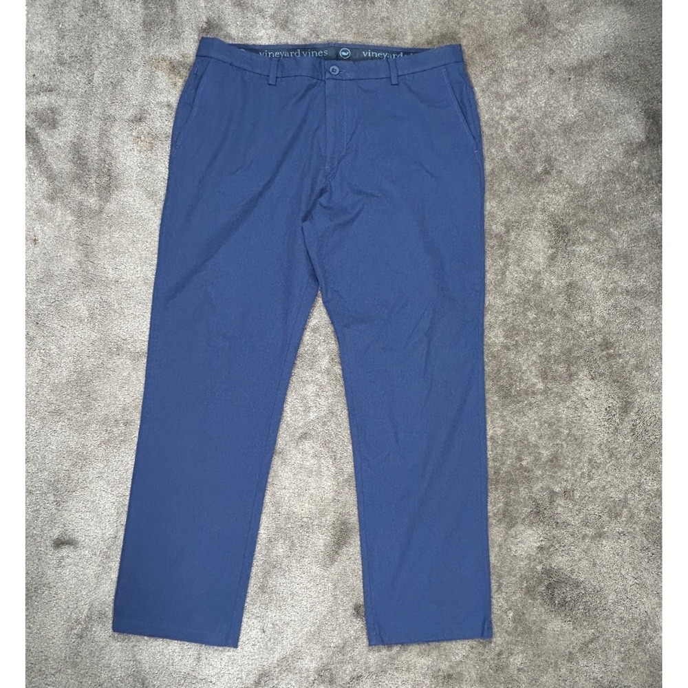 Vineyard Vines On The Go Pant Mens 38x30 Blue Solid Stretch Chino Performance